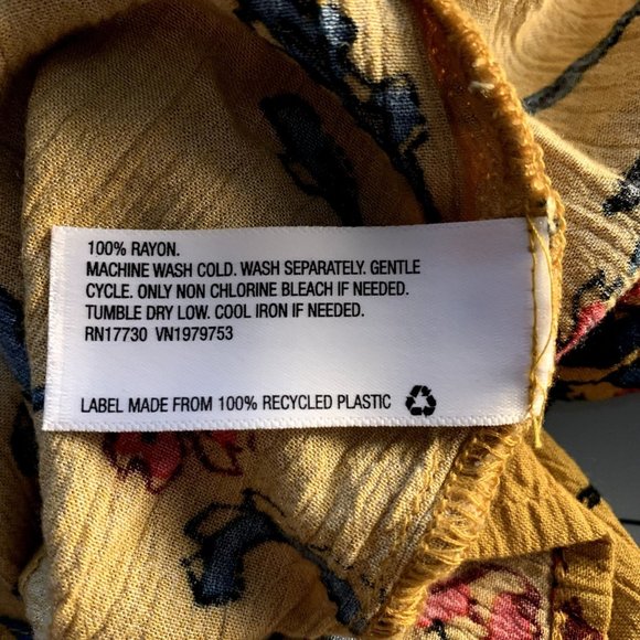 Knox Rose Dress Womens Small Golden Yellow Floral Folkloric A Line 3/4 Sleeves - Picture 4 of 13